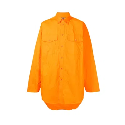 Balenciaga Oversized Cotton Shirt In Orange