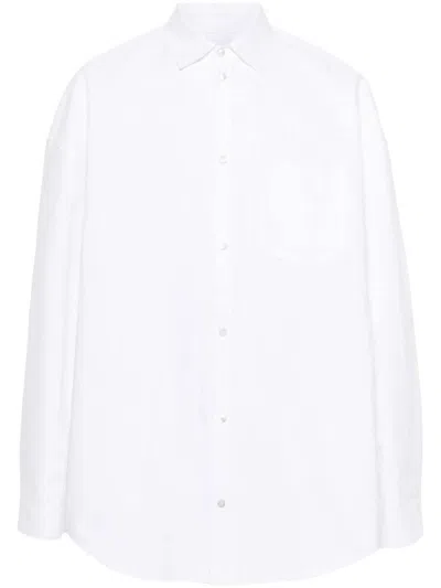 Balenciaga Oversized Embroidered Cotton-poplin Shirt In White
