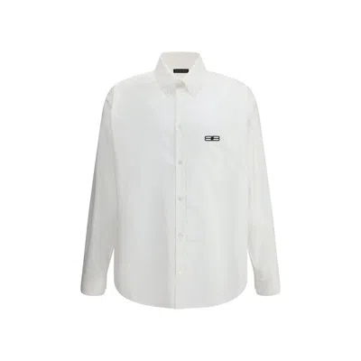Balenciaga Men Oversized Cotton Shirt In White