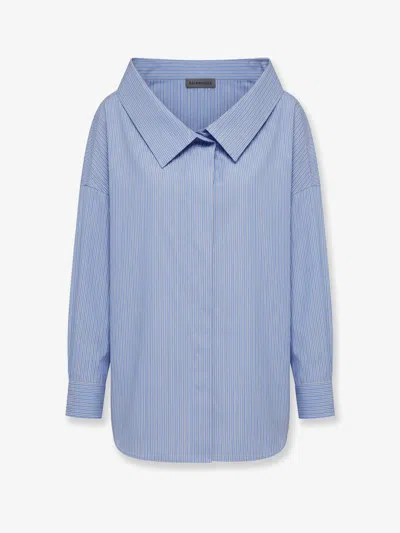 Balenciaga Oversized Cotton Stole Shirt In Blue