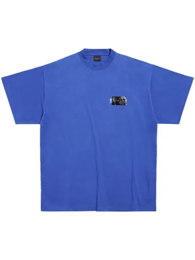 Balenciaga Oversized Cotton T-shirt In Blue