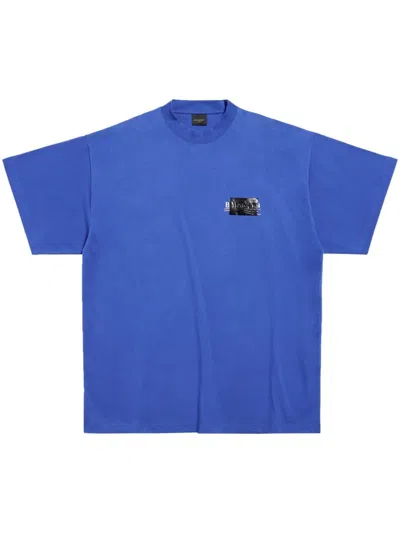 BALENCIAGA ROYAL BLUE POLITICAL CAMPAIGN T-SHIRT FOR MEN