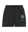 Balenciaga Rainbow Logo Elastic Waist Mesh Swim Shorts In Black