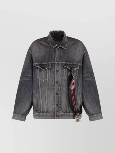 Balenciaga Oversized Denim Jacket Vintage Charms In Gray