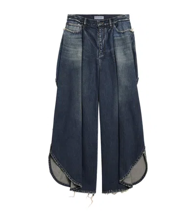Balenciaga Oversized Distressed Jeans In Blue