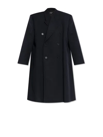Balenciaga Oversized Double Breasted Coat In Black