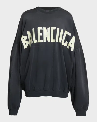 Balenciaga Oversized Double Front Crewneck Sweatshirt In Animal Print