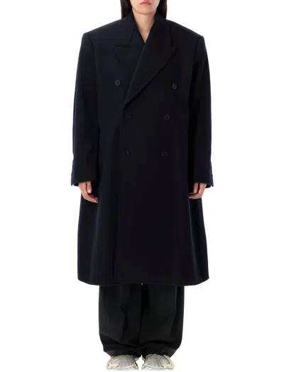 Balenciaga Oversized Double-breasted Wool-blend Jacket In Blue