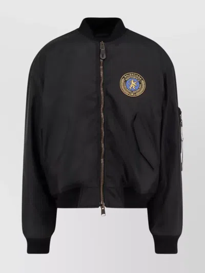 Balenciaga Oversized Down Jacket With Ribbed Accents In Black
