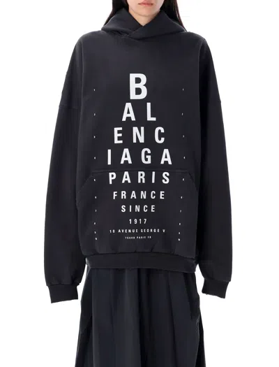 Balenciaga Optical Black Washed Oversized Hoodie