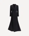 Balenciaga Double-breasted Long Wool Blend Coat With Flared Hem In Black
