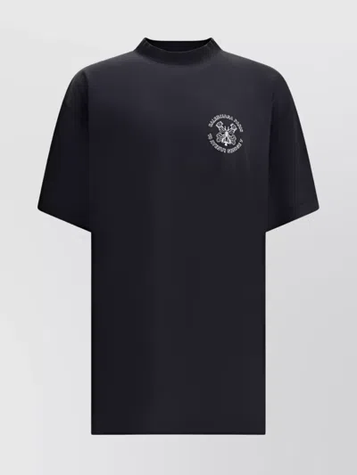 Balenciaga Oversized Graphic Print T-shirt In Faded Washed Black/w