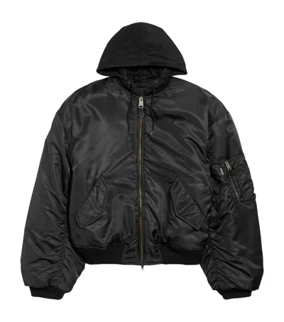 Balenciaga Oversized Hooded Bomber Jacket In Multi