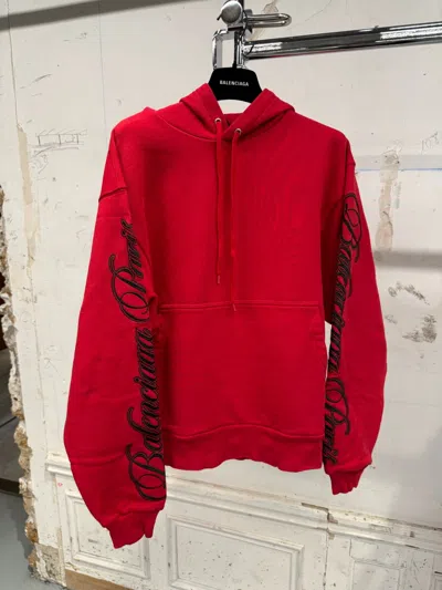 Balenciaga Oversized Hooded Sweatshirt In Red