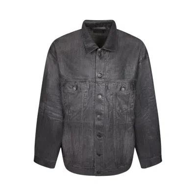 Pre-owned Balenciaga Oversized Jacket 'light Heather Grey/yellow' | Men's Size S In Gray