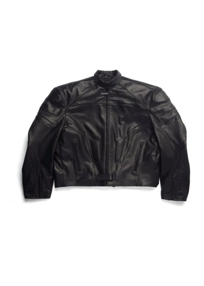 Pre-owned Balenciaga Oversized Leather Bikers Jacket In Black