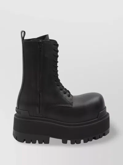 Balenciaga Oversized Leather Platform Boots In Black