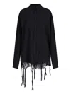 Balenciaga Lingerie Black Sirt With Button-down Collar And Lingerie Detail On The Hem In Tech Fabric Woman In Black  