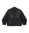Balenciaga Political Campaign-logo Oversized Denim Jacket In Blue