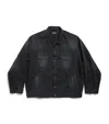 Balenciaga Political Campaign-logo Oversized Denim Jacket In Blue