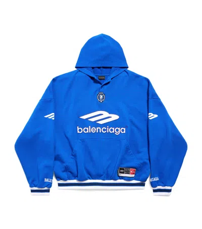 Balenciaga Oversized Logo Hoodie In Blue
