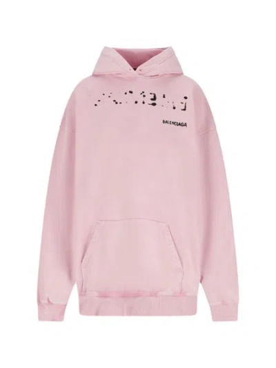 Balenciaga Oversized Logo Print Washed Sweatshirt For Women In Pink