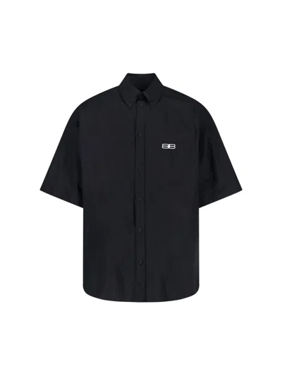 Balenciaga Oversized Logo Shirt In Black