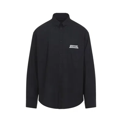 Balenciaga Long Sleeve Therge Fit Shirt In Black