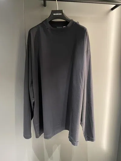 Balenciaga Oversized Long Sleeve T-shirt In Black
