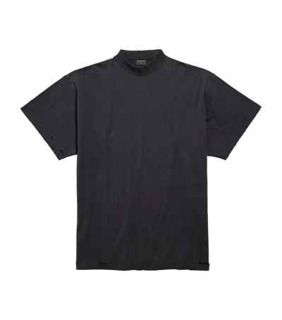 Balenciaga Oversized Painted-logo T-shirt In Black