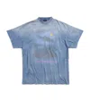 Balenciaga Oversized Paris Moon T-shirt In Blue
