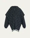Balenciaga Oversized Plaid Scarf Zip Up Hoodie In Blue