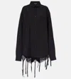 Balenciaga Lingerie Black Sirt With Button-down Collar And Lingerie Detail On The Hem In Tech Fabric Woman In Black