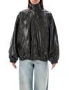 Balenciaga Oversized Python-effect Leather Jacket In Olive