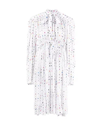 Balenciaga Oversized Dress With Flower Print In White