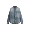 Balenciaga Blue Oversized Shirt With Chest Pocket And Washed Effect In Cotton Woman