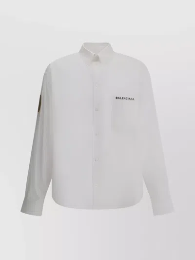 Balenciaga Oversized Shirt Logo Patch In White