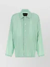 Balenciaga Oversized Shirt With Embroidered Cupro Blend In Green