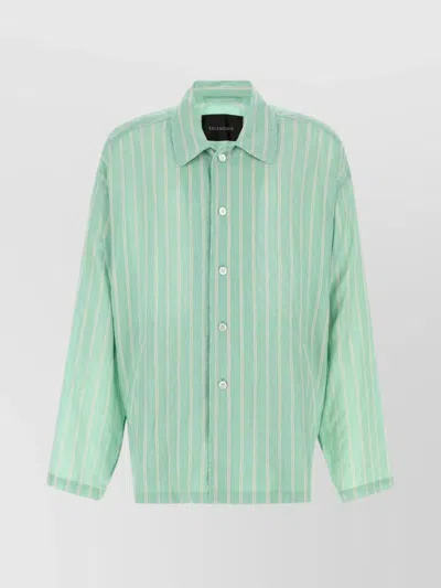 BALENCIAGA OVERSIZED SHIRT WITH EMBROIDERED CUPRO BLEND