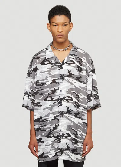 Balenciaga Oversized Short-sleeved Shirt In Gray