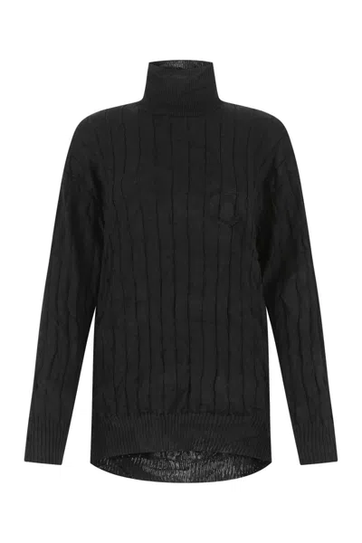 Balenciaga Oversized Silk Blend Sweater In Black