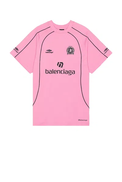 Balenciaga Oversized Soccer T Shirt In Pink & Black