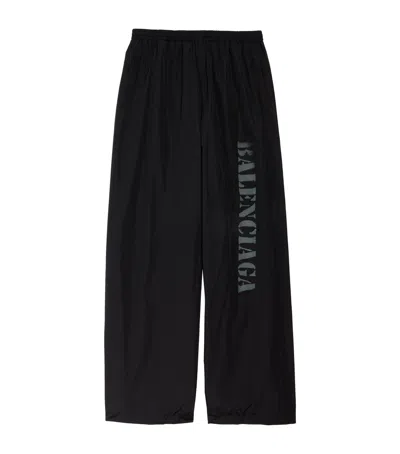 Balenciaga Oversized Stencil Logo Track Pants In Black