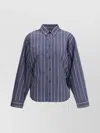Balenciaga Striped Shirt In Blue