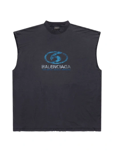 Balenciaga Oversized Surfer Sleeveless T-shirt In Black