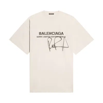 Pre-owned Balenciaga Oversized T-shirt 'chalky White/washed Black'