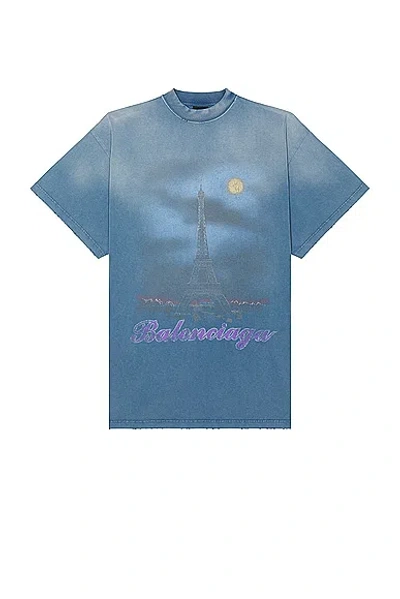 Balenciaga Oversized T-shirt In Faded Blue