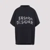 Balenciaga High Neck Graphic Print Black T-shirt In Faded Washed Black