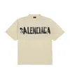 Balenciaga Men Beige Tape Type Medium Fit T-shirt In Beige