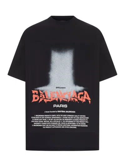 Balenciaga Oversized The Door T-shirt In Dry Black Jersey